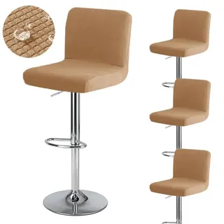 Set Mit 4 Wasserdichten Jacquard-bezügen Für Barhocker Mit Rückenlehne, Für Esszimmer, Quadratisch, Drehbar, Für Mittelhohe Und Niedrige Barhocker