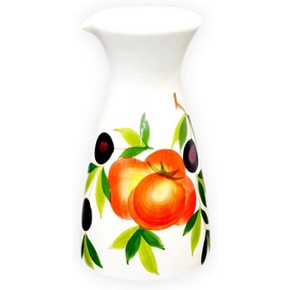 Lashuma Wasserkaraffe Tomate Olive, (1-tlg), Handbemalter Keramik Saftkrug italienisch 600 ml weiß 600 ml - Ø 10 cm x 19 cm