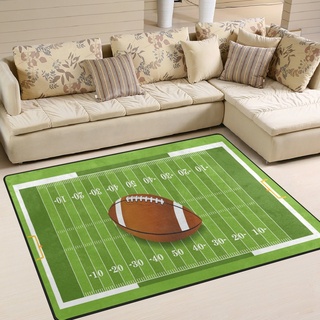 Naanle Rutschfester Sportteppich für Wohnzimmer, Esszimmer, Schlafzimmer, Küche, 150 x 200 cm, American Football Field Nursery Rug Bodenteppich Yoga-Matte