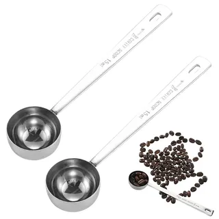 PHYNDR 2 Stück Edelstahl Messlöffel, 15 ml Kaffeelöffel Portionierer,Langem Griff, für Tee Kaffeesatz, Bohnen, Gewürze