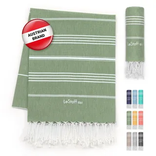 LeStoff XXL Hamamtuch Picknickdecke, 100% Bio-Baumwolle, 200x200 cm, Olive