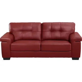 vente-unique Sofa Leder 3-Sitzer Rot