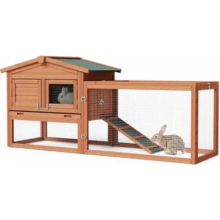 fudajo Hasenstall XXL 156 x 52 x 68 cm mit Freigehege