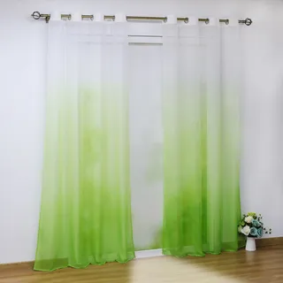 Joyswahl Voile Gardine halptransparenter Vorhang mit Topaktuelle Farbverlauf Muster »Babette« Schals Fenster Vorhänge mit Ösen BxH 140x145cm Grün 1er Pack