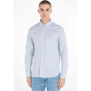 Langarmhemd TOMMY HILFIGER "LA-Hemd Flex 1985 Oxford" Gr. XXL, N-Gr, blau (hellblau) Herren Hemden Langarm