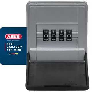 ABUS KeyGarage 727 Mini zur Wandmontage Schlüsselkasten schwarz/silber, mechanische Zahlenkombination (77455)