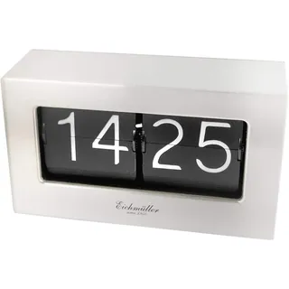Eichmüller since 1950 Retro Flip Uhr - Tischuhr mit solidem Metallgehäuse - Silber