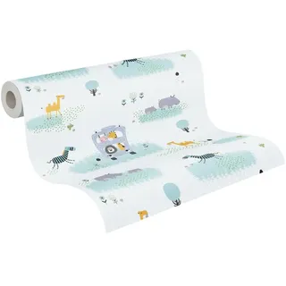A.S. Création Vliestapete Little Love 53 cm x 10 m PVC-frei bunt Gelb/Grau/Grün/Weiß 381141