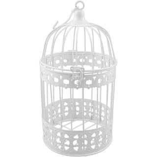 PrimoLiving Metall Deko Vogelkäfig weiß - Hochzeitsdeko Vintage - P-403 Gr. L (ca. 17 x 32 cm) - Tischdeko Hochzeit Vogel Voliere Landhaus Stil
