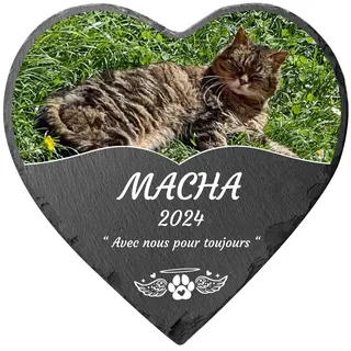 Jodimitty Grabstein Hund Katze Haustier personalisierte Farbe Foto & Name & Lebensspanne & Nachricht & Muster, Grabplatte Gedenkstein Tombstone mit Gravur für Drinnen Draußen, Herz, 15cm/20cm