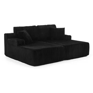 modfu Schlafcouch Kordstoff 2-Sitzer Schwarz