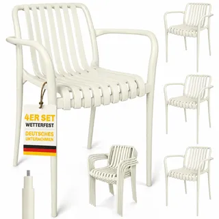 Outsunny Gartenstuhl Gartensessel 55 x 58,5 x 81,5 cm Cremeweiß 4 St.