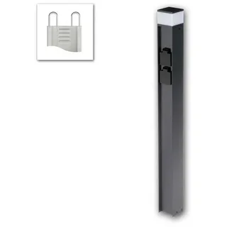 KANLUX Außenleuchte Aluminium 80 cm IP44 2x Steckdosen Anthrazit