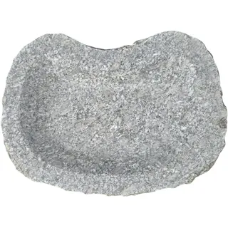 IDYL Granit-Stein Skulptur Vogeltränke Nierenform | HxBxT 5x30x20 cm | Trinkbecken für Vögel aus massivem Stein | Nierenform | Handarbeit |Stilvolle Garten-Dekoration | Wetterfest | Ohne Dekoration