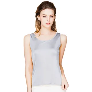 Tulpen Damen 100% Seide Unterhemd Stretch Oberteil Sommer Top Silbergrau M - M
