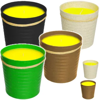 alles-meine.de GmbH große XL - Citronella Kerze im Bambus Topf - Aroma Duftkerze - Zitronen Duft - bunter Farb-Mix - 10 cm hoch - Glas Topf - Bodenkerze - Tischkerze - Tischdeko ..