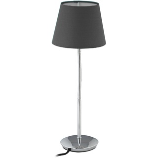 Relaxdays Tischlampe flexibel, mit Stoffschirm, verchromter Fuß, E14 Fassung, Nachttischlampe, HxD: 47 x 17 cm, grau