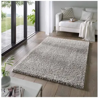 TaraCarpet Langflor-Teppich Venezia Shaggy, quadratisch, Höhe: 35 mm, Hochflor Shaggy Uni Grau Wohnzimmer Schlafzimmer 150x150 cm grau|silberfarben quadratisch | 150 cm x 150 cm x 35 mm