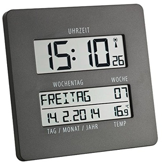TFA Time Line Funk-Wanduhr mit Temperatur 60.4509.10 anthrazit