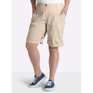 Bermudas SHEEGO, Damen, Gr. 44, Normalgrößen, beige (sand), 97% Baumwolle, 3% Elasthan, unifarben, Hosen Bermudas