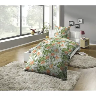 Kinzler Mikrofaser-Satin Dschungel grün 155 x 220 cm + 2 x 80 x 80 cm