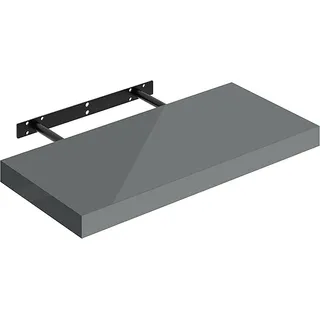 Woltu Wandregal, 1-tlg., hochglänzend Wandboard Schweberegal CD DVD Regal grau 50 cm x 3.8 cm x 22.9 cm