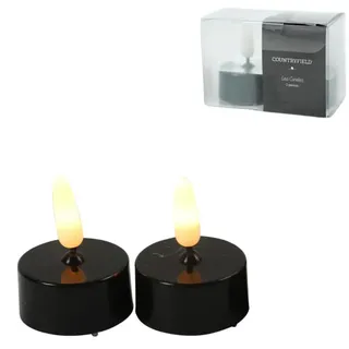 Countryfield Led Teelicht Elegance Flammeneffekt Schwarz 5 cm 2er Set