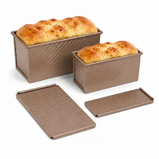 URMONA 2 Brotbackformen mit Deckel, Toastbrotform und Kastenform M + L