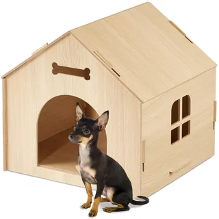 Relaxdays Hundehütte zum selber Bauen, Hellbraun