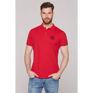 Poloshirt CAMP DAVID, Herren, Gr. L, rot, Piqué, Material: 95% Baumwolle, 5% Elasthan, bedruckt, regular fit normal, hoch geschlossener Ausschnitt, eingesetzt Rippbündchen, Shirts, mit Elasthan-Anteil