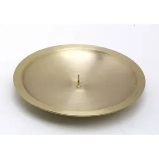 Kerzenteller mit Dorn, Dekoteller Messing matt gold für Kerzen Ø 13 cm