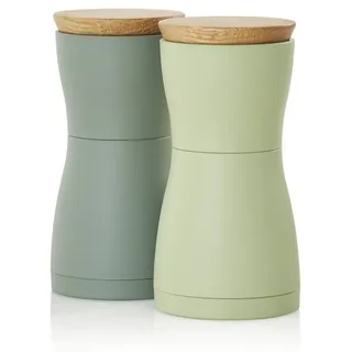 AdHoc Salz-/Pfeffermühle Set aus 2 Gewürzmühlen TWIN manuell, (2 Stück), Hochwertiges Keramik-Mahlwerk, modernes Design grün