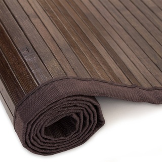 Homestyle4u 206, Teppich Vorleger Läufer Bambusteppich Bambusmatte rutschfest mit Bordüre Braun Dunkelbraun 180x240 cm
