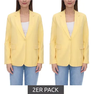 2er Sparpack AjC Damen Blazer hüftlanger Boyfriend-Blazer mit Innenfutter und Ein-Knopf-Verschluss 53438757 Gelb - 32