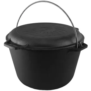 Brizoll Bräter 8 Liter aus Gusseisen mit Bügel – Dutch Oven für Grill, Feuer