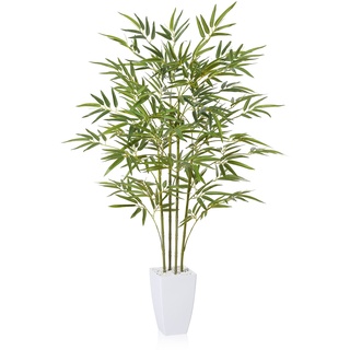 CROSOFMI Kunstpflanze Bambus 120 cm Künstliche Pflanzen Groß Wie Echt Plastikpflanzen Zimmerpflanzen Balkon Badezimmer Deko Modern (1 Pack)