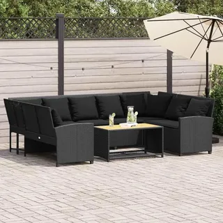 vidaXL Gartenlounge-Set 9-tlg. schwarz