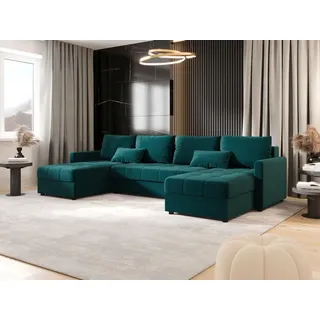 BEDANTE Ecksofa MOS U BIS Itaka 39 Türkis mit Schlaffunktion U-Form Sofa mit Stauraum Bettkasten Wohnzimmersofa Couch Sofa Bettsofa Bettkasten Bet... - Türkis