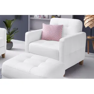 Sessel EXXPO - SOFA FASHION "Elio, Loungesessel, aufwendige Detailverarbeitung, bequem und modern", weiß (alpine weiß), B:76cm H:84cm T:90cm, Luxus-Kunstleder;NaturLEDER (echtes Rindsleder) in Sitz und Rücken. Korpus in passendem Kunstleder SOFTLUX bezogen, Sessel, Sessel, hoher Sitzkomfort für entspannende Momente
