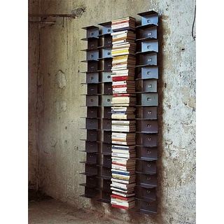 Opinion Ciatti Bücherregal Ptolomeo Wall Stahlblech schwarz, Designer Bruno Rainaldi, 210x22.5x19 cm