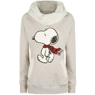 Peanuts Sweatshirt - Snoopy Winter - XL bis XXL - für Damen - Größe XXL - beige meliert  - Lizenzierter Fanartikel