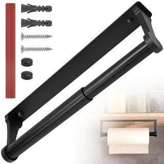 Küchenrollenhalter ohne Bohren, Papierrollenhalter Aluminium, Rollenhalter Selbstklebend, Küchenpapierhalter Schwarz, Küchenrolle Halter für Bad & Kitchen Aufbewahrung Organisator