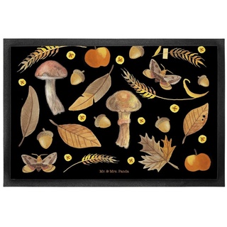 Fußmatte Herbst - Schwarz - Geschenk, Motivfußmatte, Türvorleger, Pilze, Schmu, Mr. & Mrs. Panda, Höhe: 0.5 mm schwarz Ø 0 cm x 80 cm x 60 cm x 0.5 mm