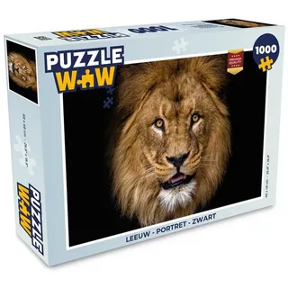MuchoWow Puzzle Löwe - Porträt - Schwarz - Tiere, 1000 Puzzleteile, Foto-Puzzle, Bilderrätsel, Puzzlespiele, Klassisch schwarz 48 cm x 68 cm x 2 cm