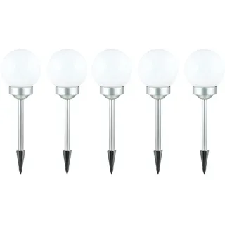 Solarleuchte Kugel Garten Kugelleuchte Solar LED Gartendeko Solarkugel für Außen 15 cm, mit Erdspieß und Balkonhalter, Leuchtdauer ca. 6-8 Stunden, H 42,5 cm, 5er Set