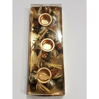 3 x Kerzenhalter gold Weihnachten Adventskranz Tischkranz Deko Kerzenständer Set
