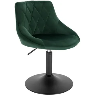 WOLTU Schminktisch Stuhl, Schminkstuhl mit Lehne, Samt, Dunkelgrün | Höhenverstellbar, 360° Drehbar, Bequemer Hocker, für Schlafzimmer, Esszimmer, Küche