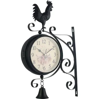 perfk Outdoor Garten Uhr Wetterfeste Wanduhr Doppelseitige mit Außerhalb Halterung 31x50cm