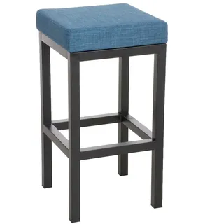 DELUKE® Barhocker KIEL - Blau, Stoff, Stahl, 80cm Höhe | Barhocker ohne Lehne Barstuhl Tresenhocker Tresenstuhl Kneipenhocker Kneipenstuhl