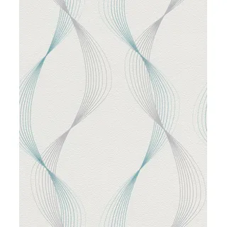 Rasch Textil Vliestapete Grafik 10,05 x 0,53 m 300 g Grau/Weiß/Türkis 475623